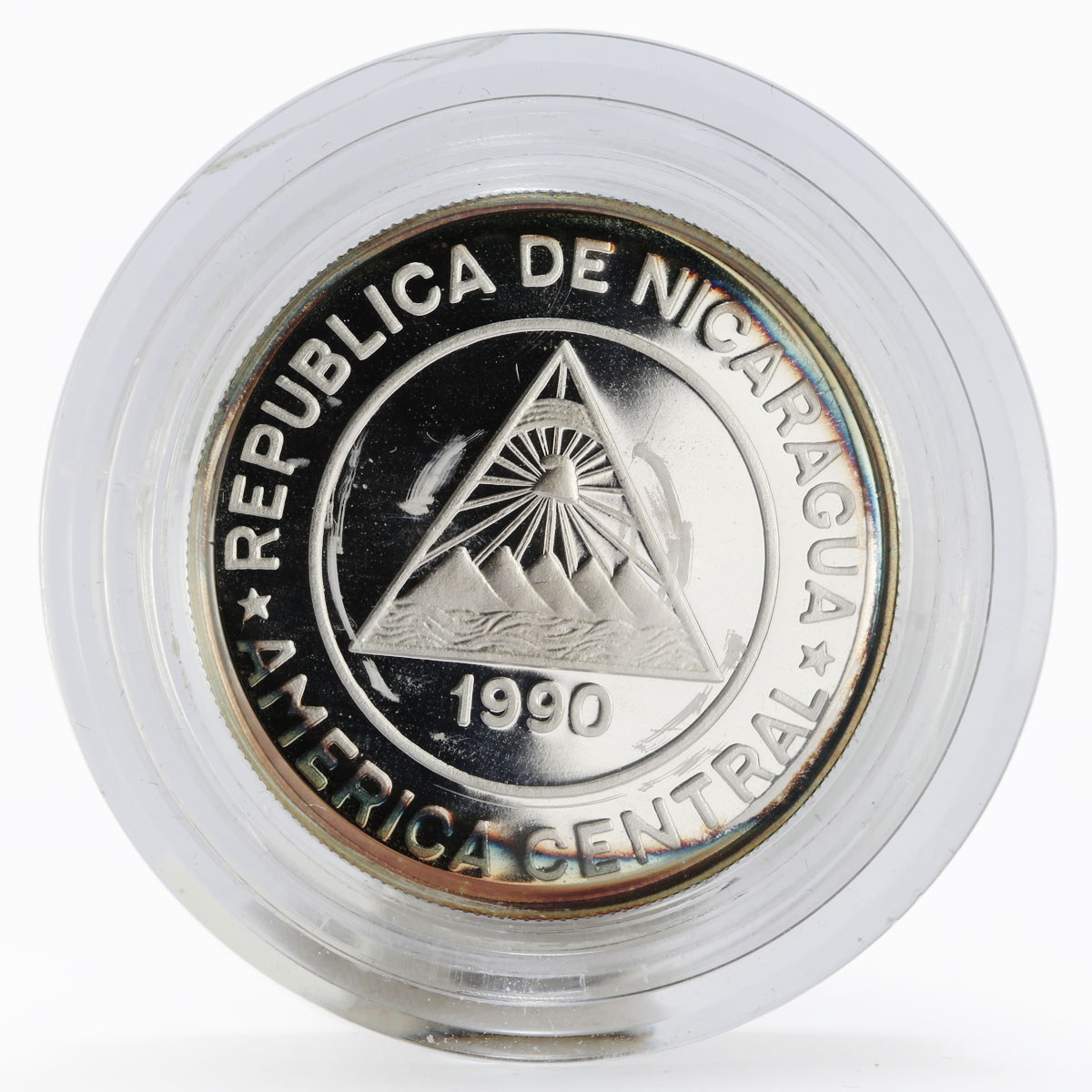 Nicaragua 10000 Cordobas 16th Winter Olympics Albertville 92 silver coin 1990
