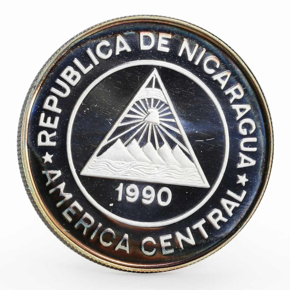 Nicaragua 10000 Cordobas 16th Winter Olympics Albertville 92 silver coin 1990