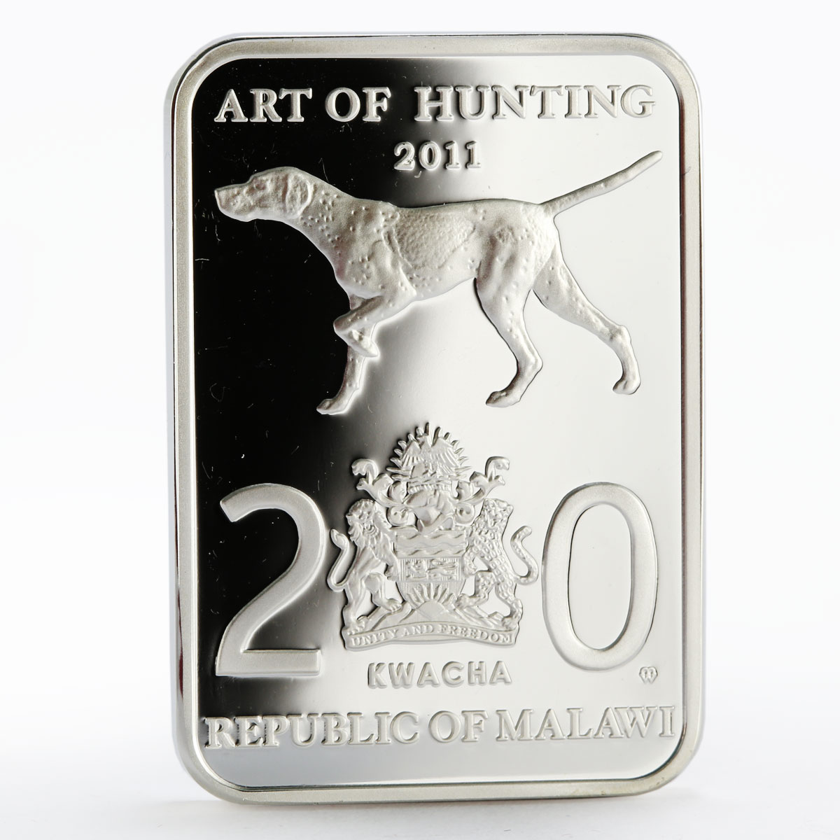 Malawi 20 kwacha Art of Hunting for Duck proof silver coin 2011