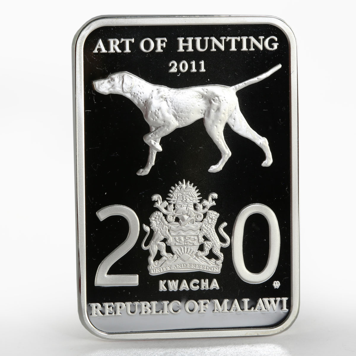 Malawi 20 kwacha Art of Hunting for Duck proof silver coin 2011