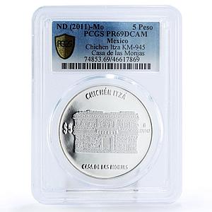 Mexico 5 pesos Chichen Itza Casa de las Monjas PR69 PCGS silver coin 2012