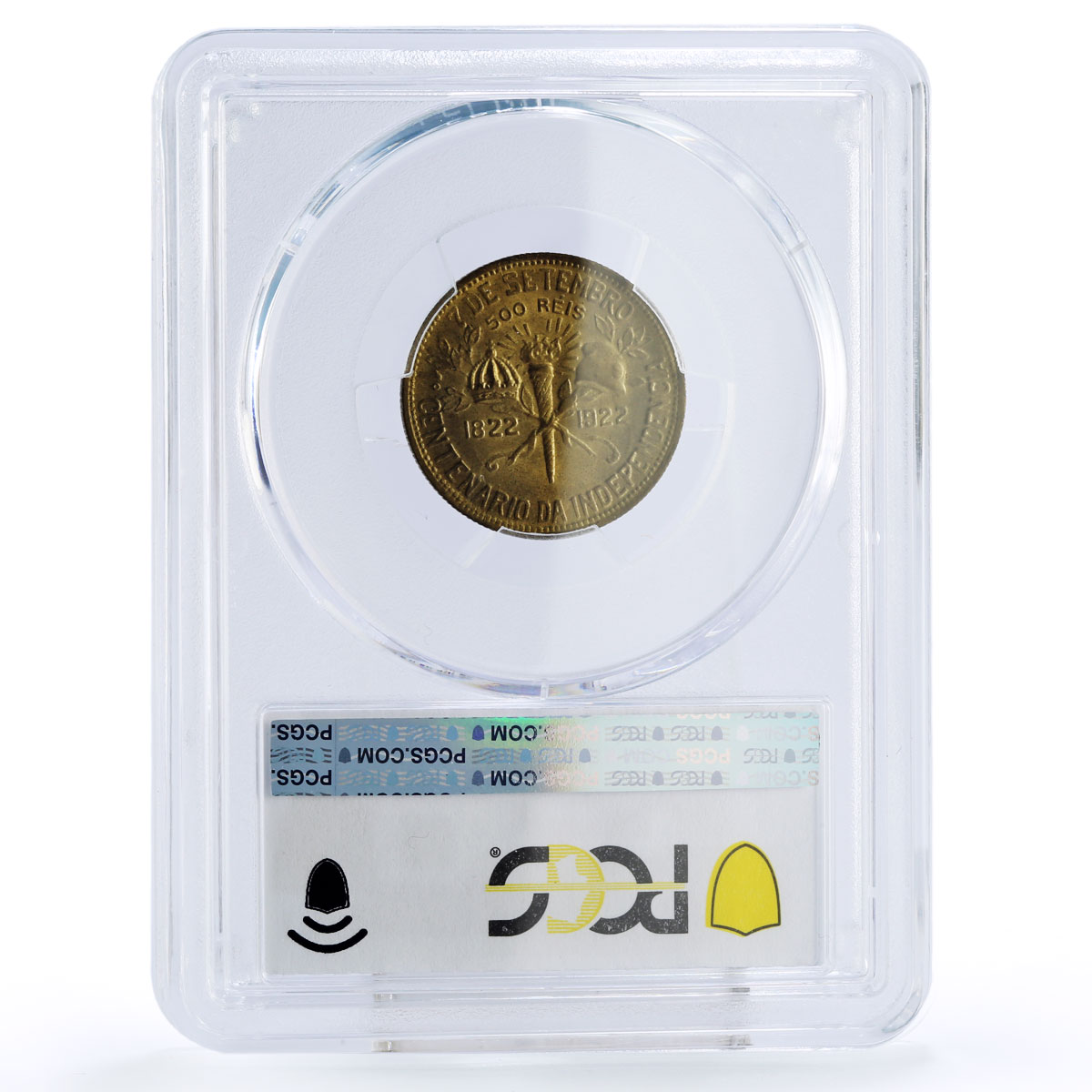 Brazil 500 reis Independence President Pessoa KM521 MS64 PCGS AlBronze coin 1922