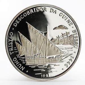 Guinea-Bissau 10000 pesos 545th Anniversary Nuno Tristau proof silver coin 1991