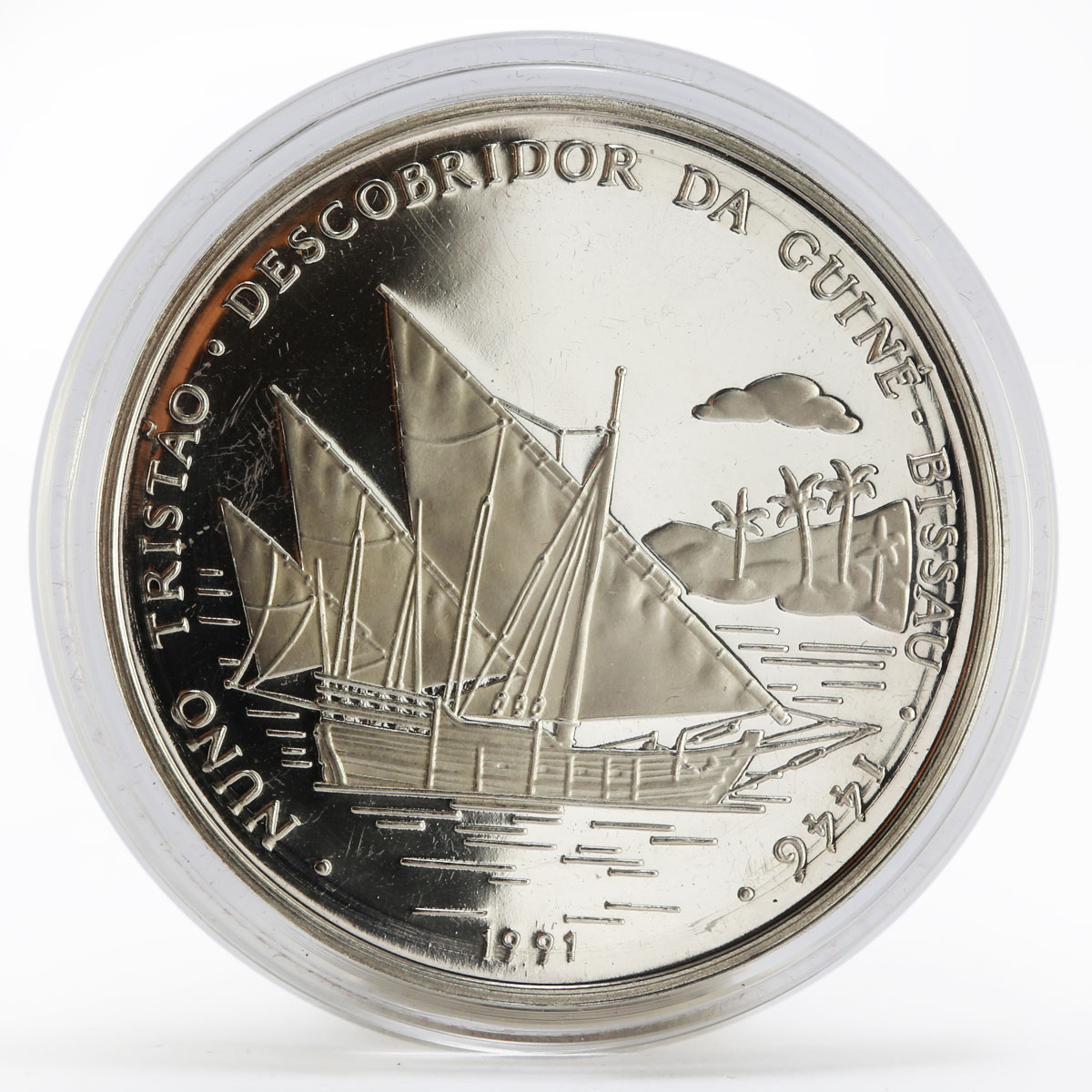 Guinea-Bissau 10000 pesos 545th Anniversary Nuno Tristau proof silver coin 1991