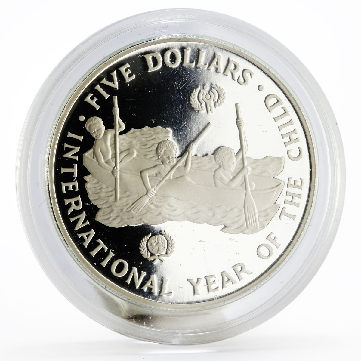 Solomon Islands 5 dollars International Year of Child  proof silver coin 1983