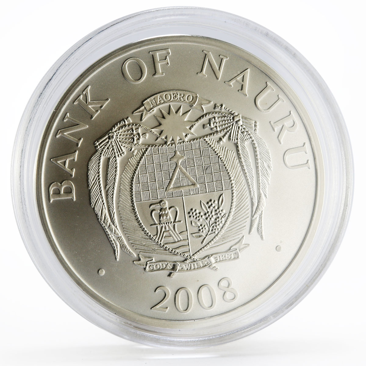 Nauru 10 dollars Happy New Year series Father Frost colored silver coin 2008