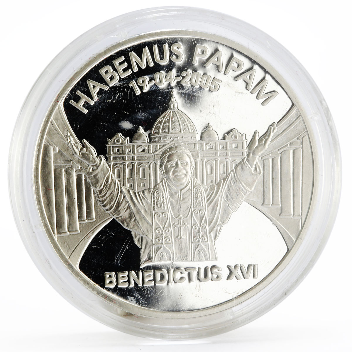 Liberia 10 dollars Benedict XVI Habemus Papam proof silver coin 2005