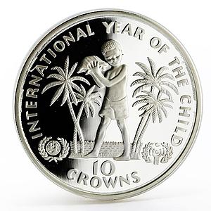 Turks and Caicos Islands 10 crowns World Year of the Child silver coin 1982
