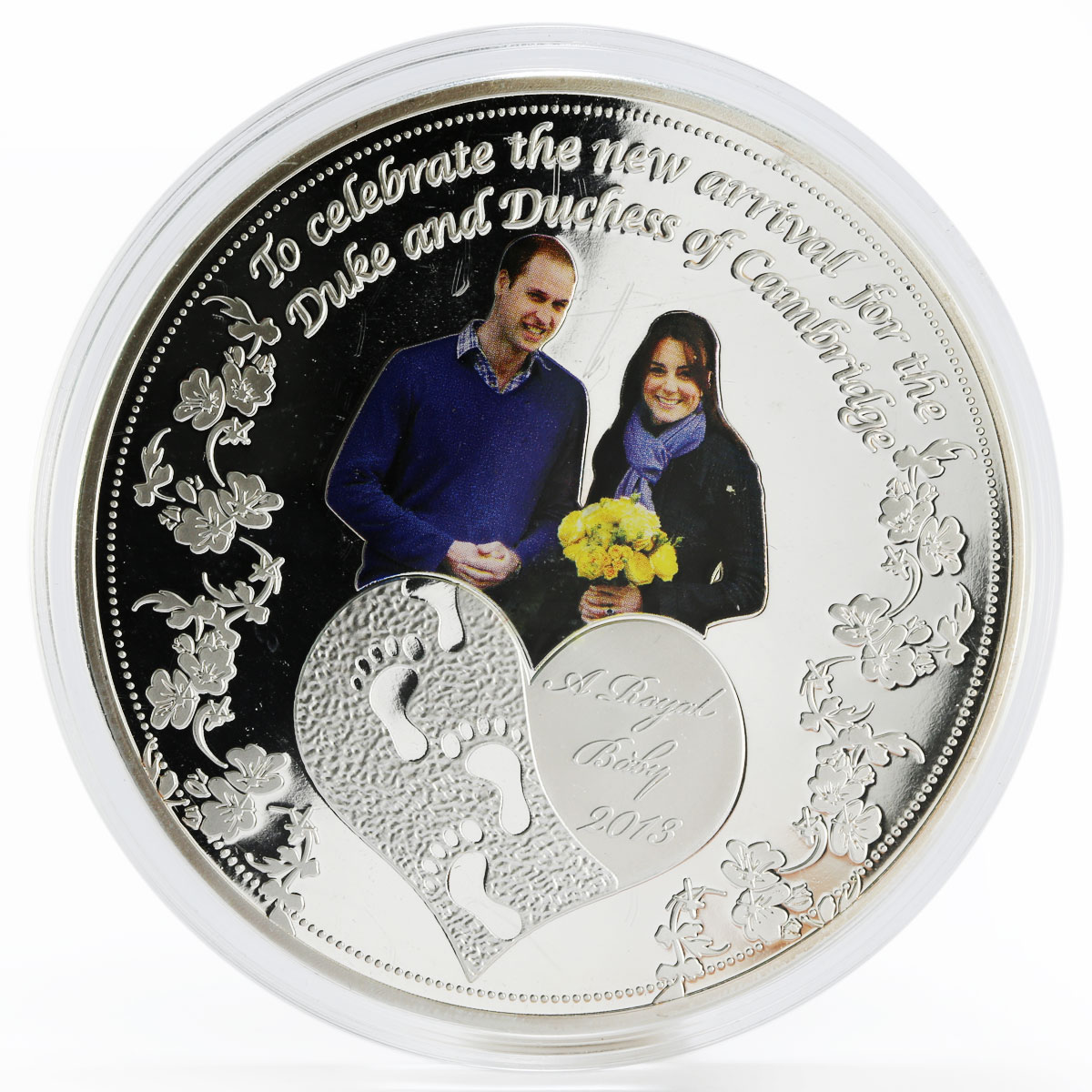 Ghana 1 cedi The Royal Baby proof colored silverplated Cu coin 2013