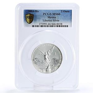 Mexico 2 onzas Libertad Angel of Independence MS66 PCGS silver coin 2004
