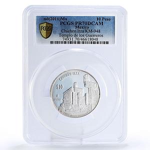 Mexico 10 pesos Chichen Itza Guerreros Temple PR70 PCGS silver coin 2007 2011