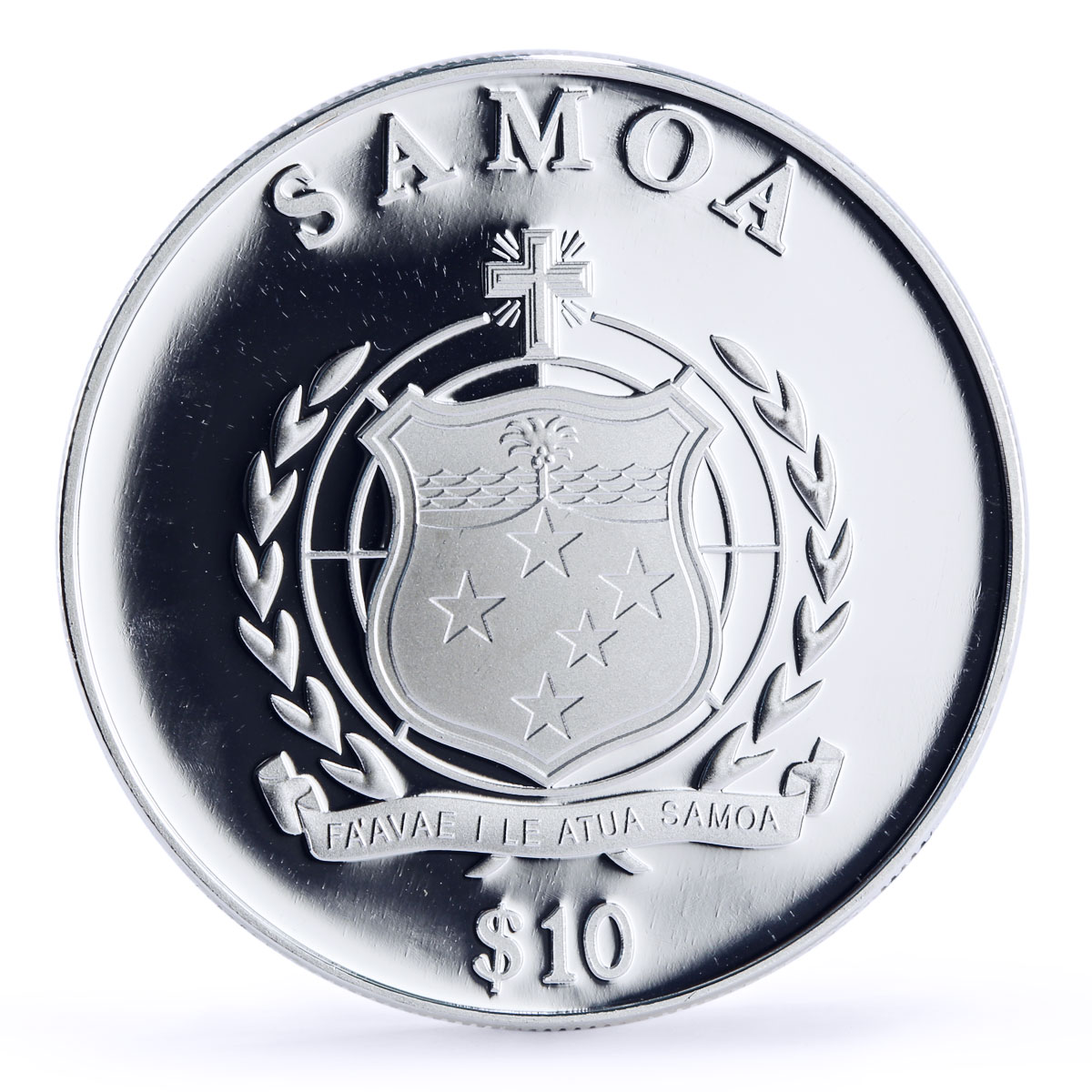 Samoa 10 dollars 1st Commandment I Am the Lord Your God gilded silver coin 2009