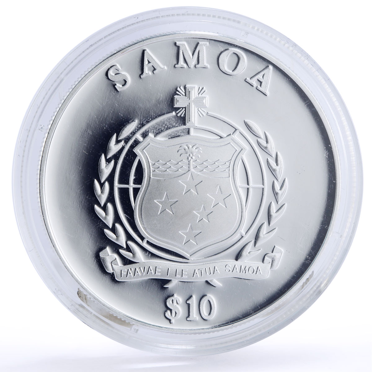 Samoa 10 dollars 1st Commandment I Am the Lord Your God gilded silver coin 2009