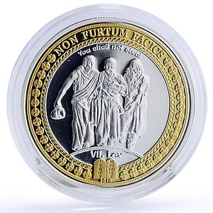 Samoa 10 dollars 7th Commandment You Shall Not Steal gilded silver coin 2010