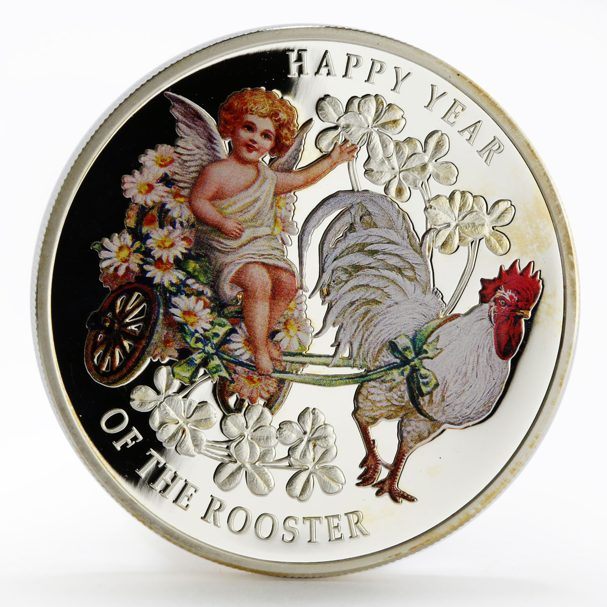 Macedonia 100 denars Year of the Rooster colored proof silver coin 2017