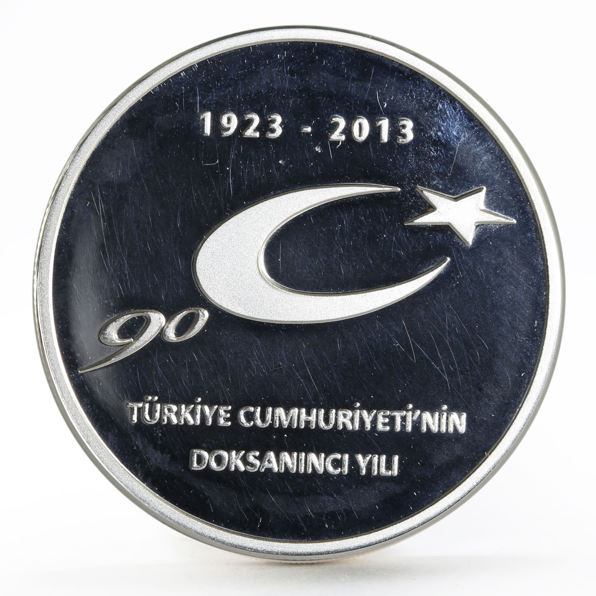 Turkey 50 lira 90 Years of the Turkish Republic National Emblem silver coin 2013