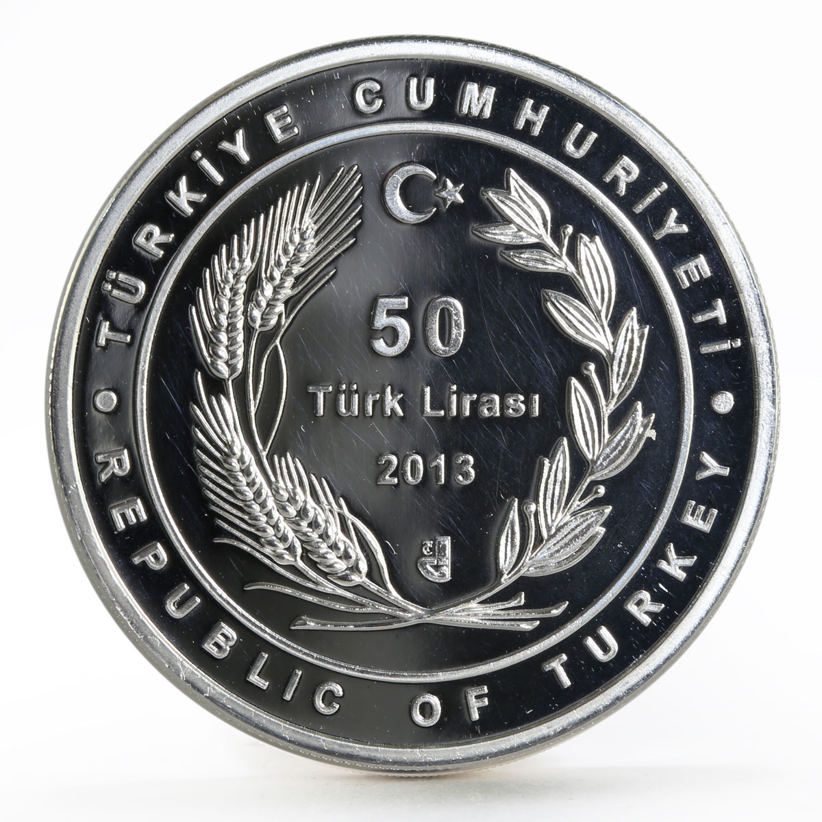 Turkey 50 lira 90 Years of the Turkish Republic National Emblem silver coin 2013