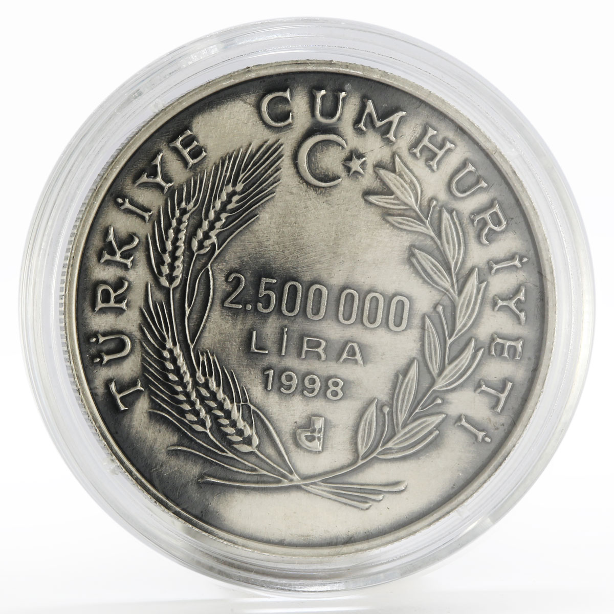 Turkey 2500000 lira Forestry Tema Trees Emblem silver coin 1998