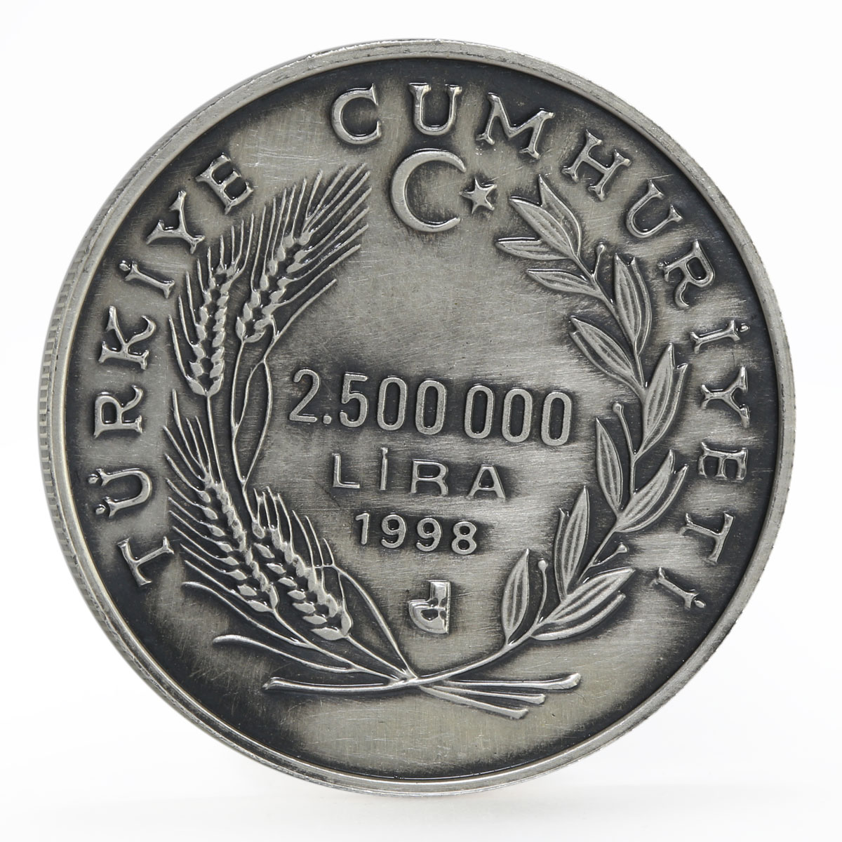 Turkey 2500000 lira Forestry Tema Trees Emblem silver coin 1998
