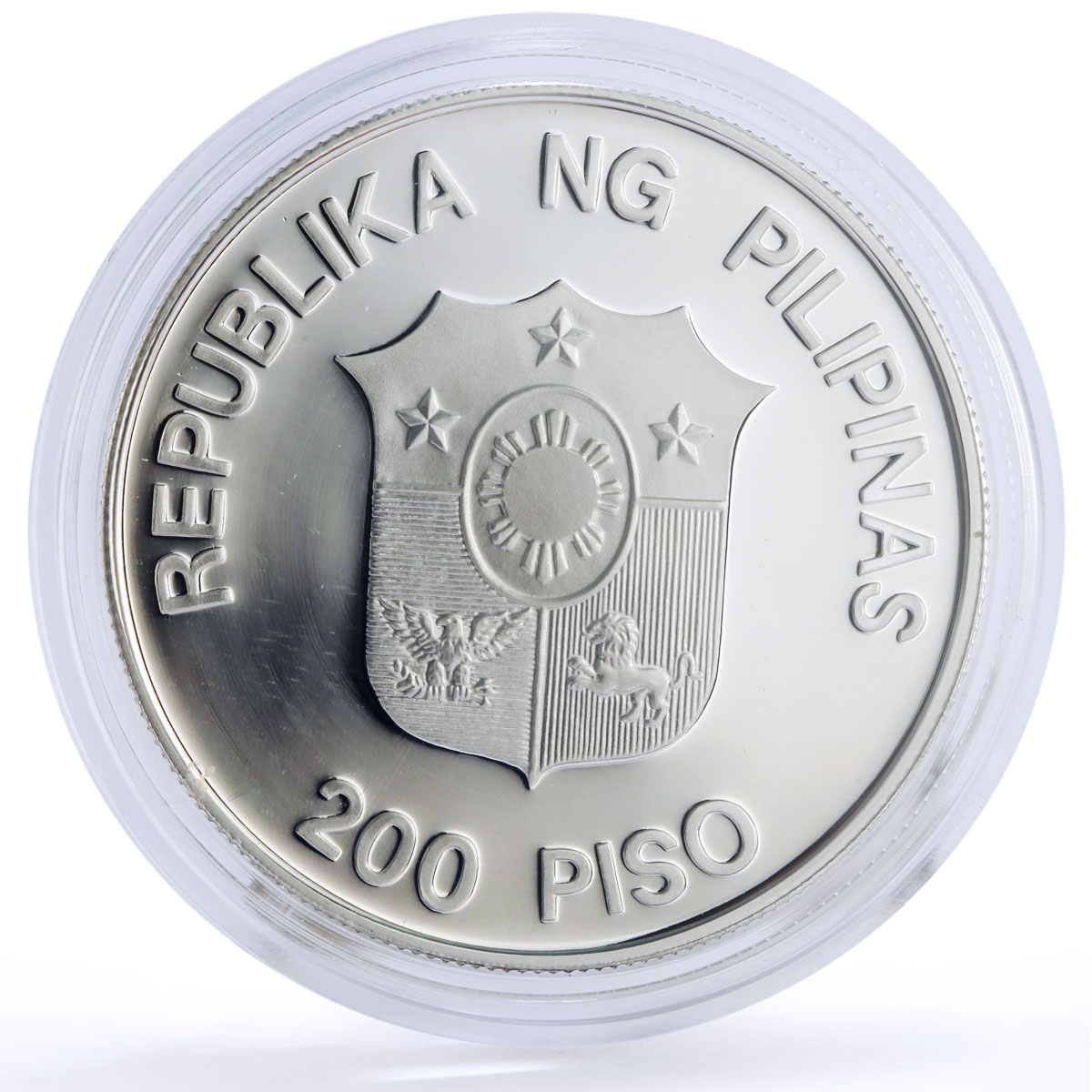 Philippines 200 piso WWF Mindoro Buffalo Bull Fauna proof silver coin 1987