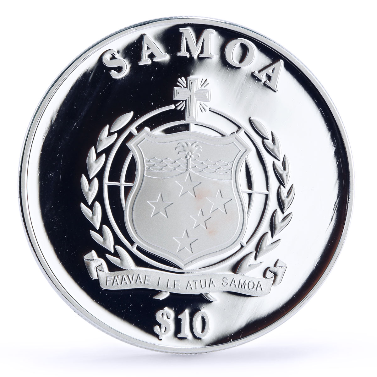 Samoa 10 dollars 2nd Commandment Shall Not Use Gods Name gilded silver coin 2009