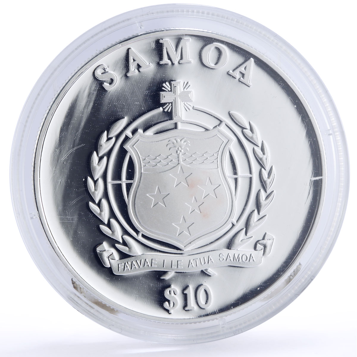 Samoa 10 dollars 2nd Commandment Shall Not Use Gods Name gilded silver coin 2009
