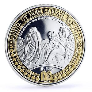 Samoa 10 dollars 3rd Commandment Remember the Sabbath gilded silver coin 2009