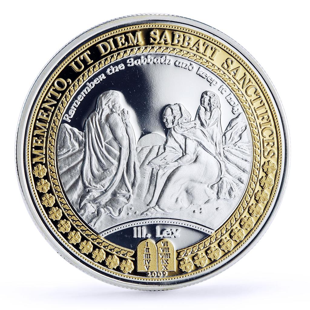 Samoa 10 dollars 3rd Commandment Remember the Sabbath gilded silver coin 2009