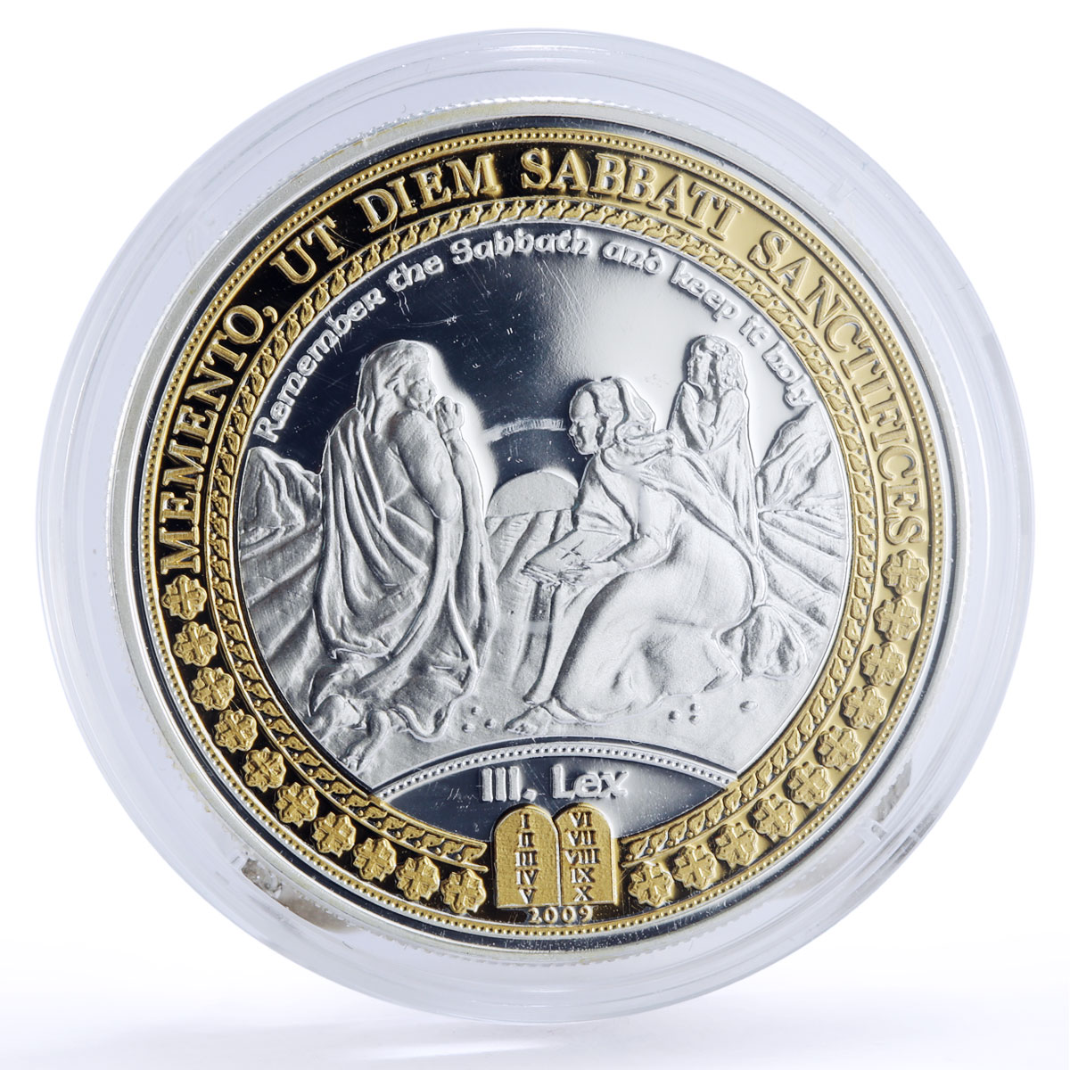 Samoa 10 dollars 3rd Commandment Remember the Sabbath gilded silver coin 2009