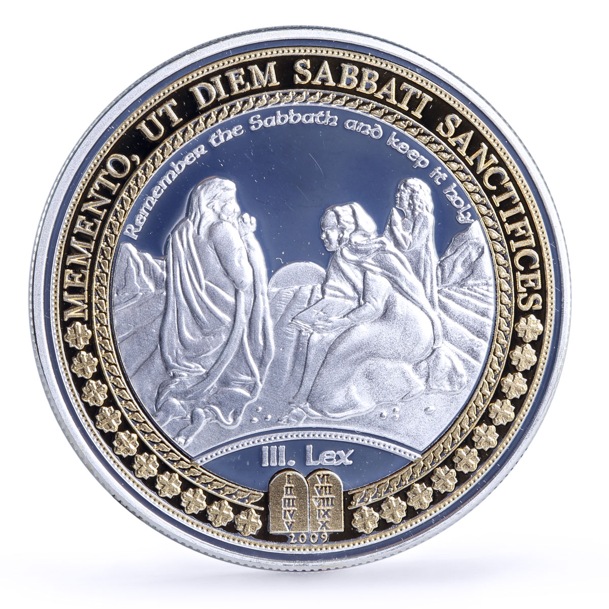 Samoa 10 dollars 3rd Commandment Remember the Sabbath gilded silver coin 2009