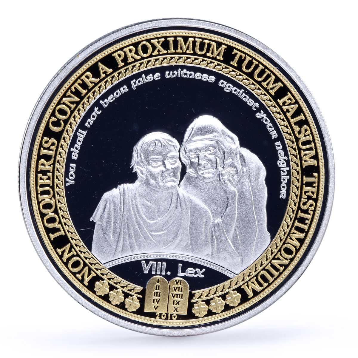 Samoa 10 dollars 8th Commandment Shall Not Bear Witness gilded silver coin 2010