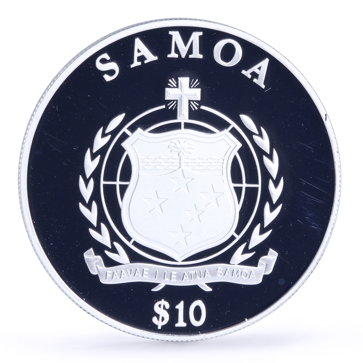 Samoa 10 dollars 8th Commandment Shall Not Bear Witness gilded silver coin 2010