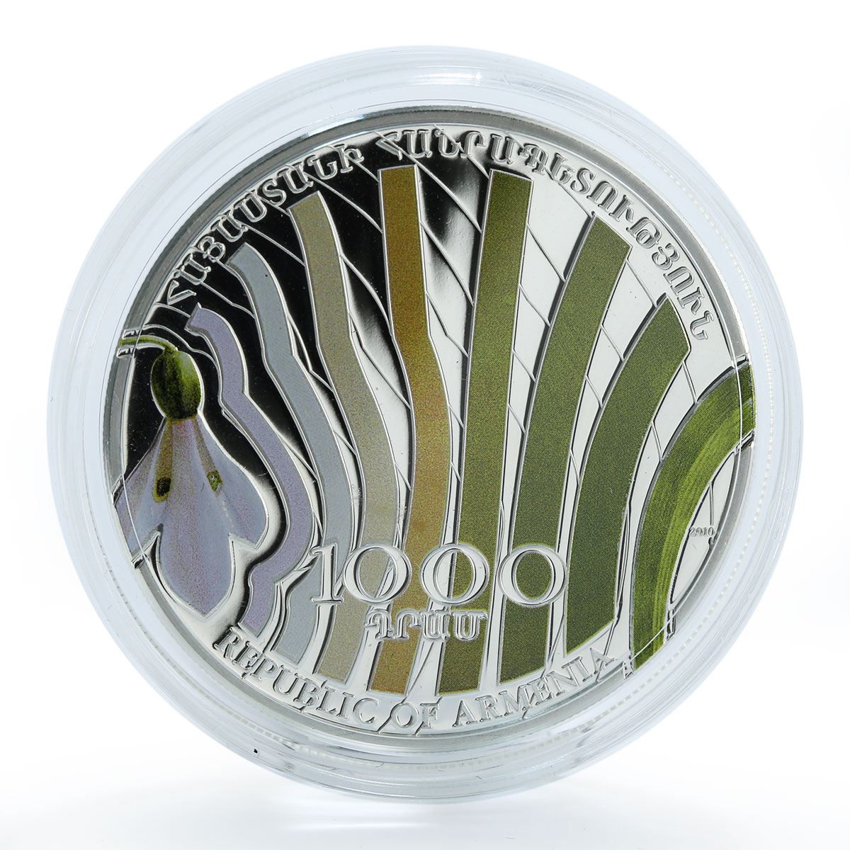 Armenia 1000 drams snowdrop world of flowers galanthus silver coin 2010