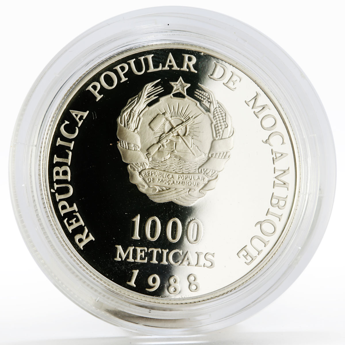 Mozambique 1000 meticais Visit Pope John Paul II proof silver coin 1988