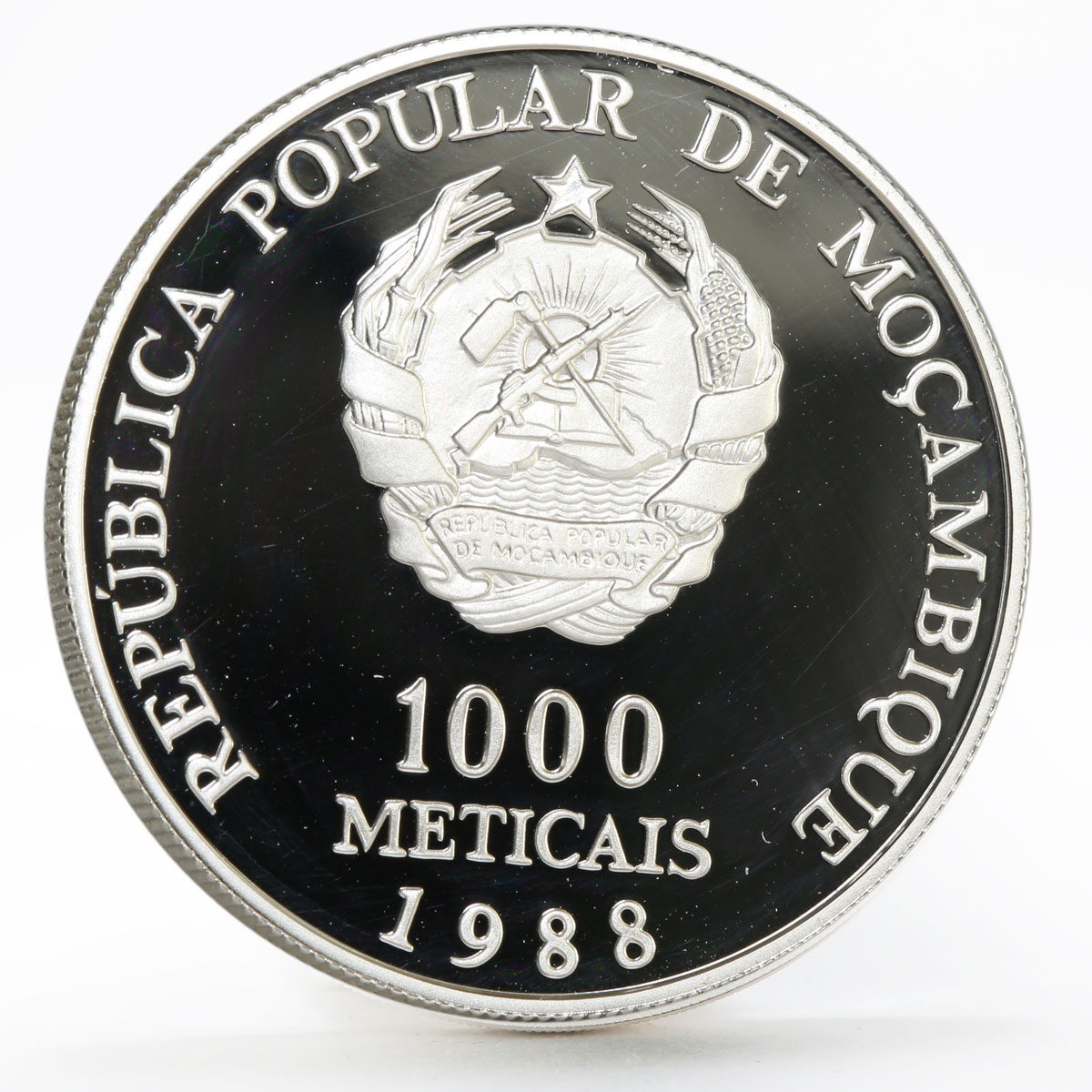 Mozambique 1000 meticais Visit Pope John Paul II proof silver coin 1988