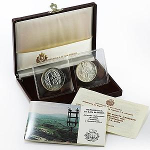 San Marino set of 2 coins 300 Years of the Birth of  Bach silver coins 1985