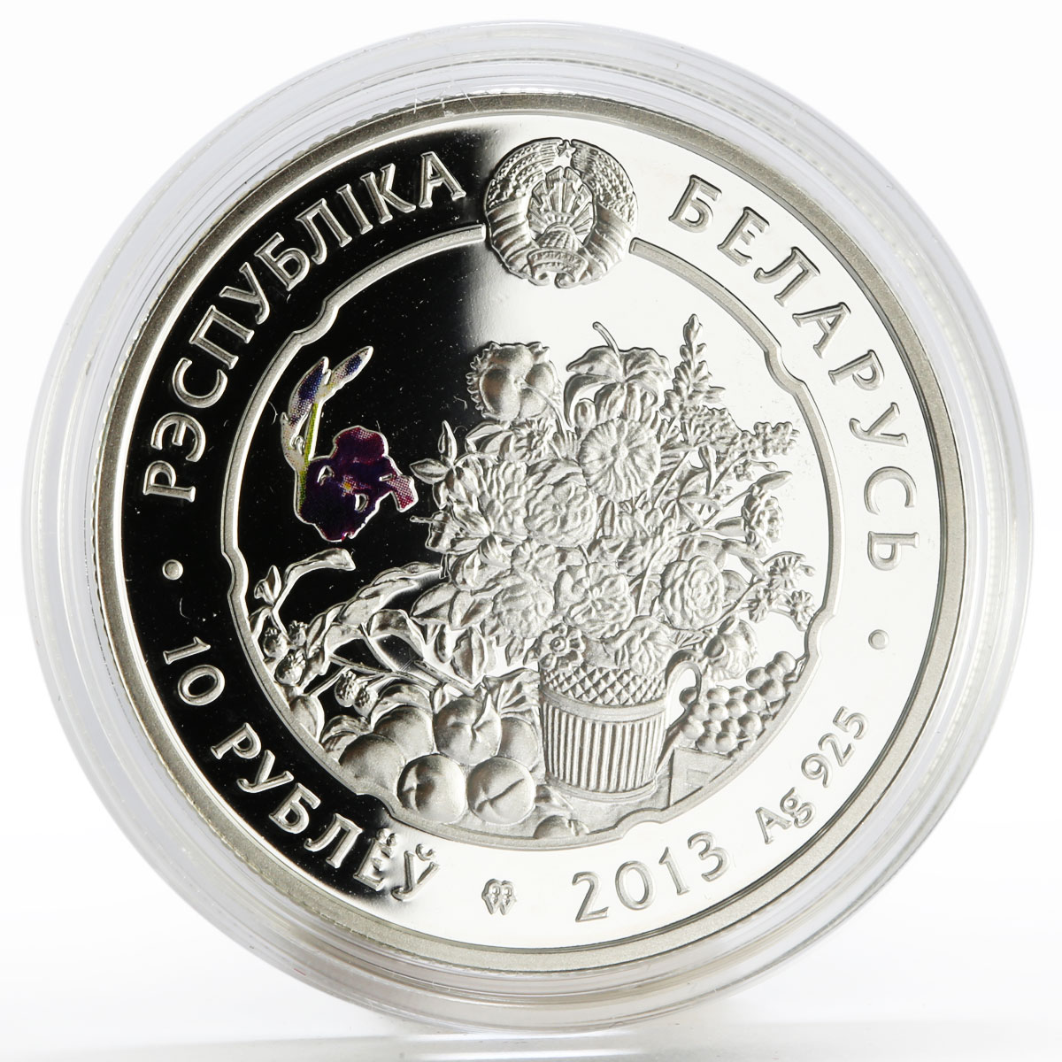 Belarus 10 rubles Beauty of Flowers series Carnation proof silver coin 2013