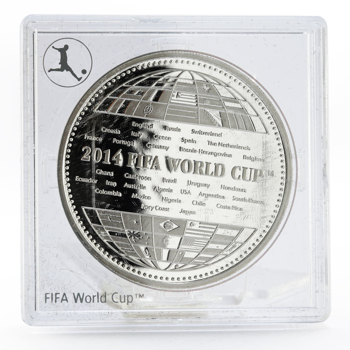 Armenia 100 dram Football World Cup in Brazil series Team Map silver coin 2014