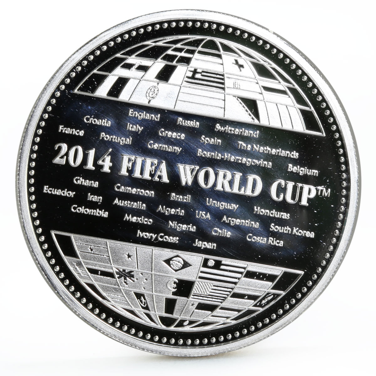 Armenia 100 dram Football World Cup in Brazil series Team Map silver coin 2014