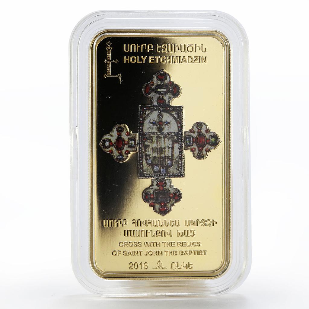 Armenia 1000 dram Cross with the Relics Of St. John gilded silver coin 2016