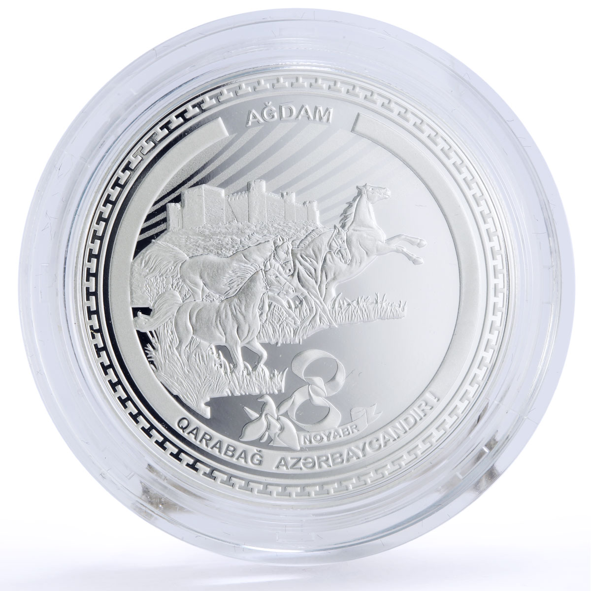 Azerbaijan 5 manat Karabakh War Victory Agdam District Horses silver coin 2021