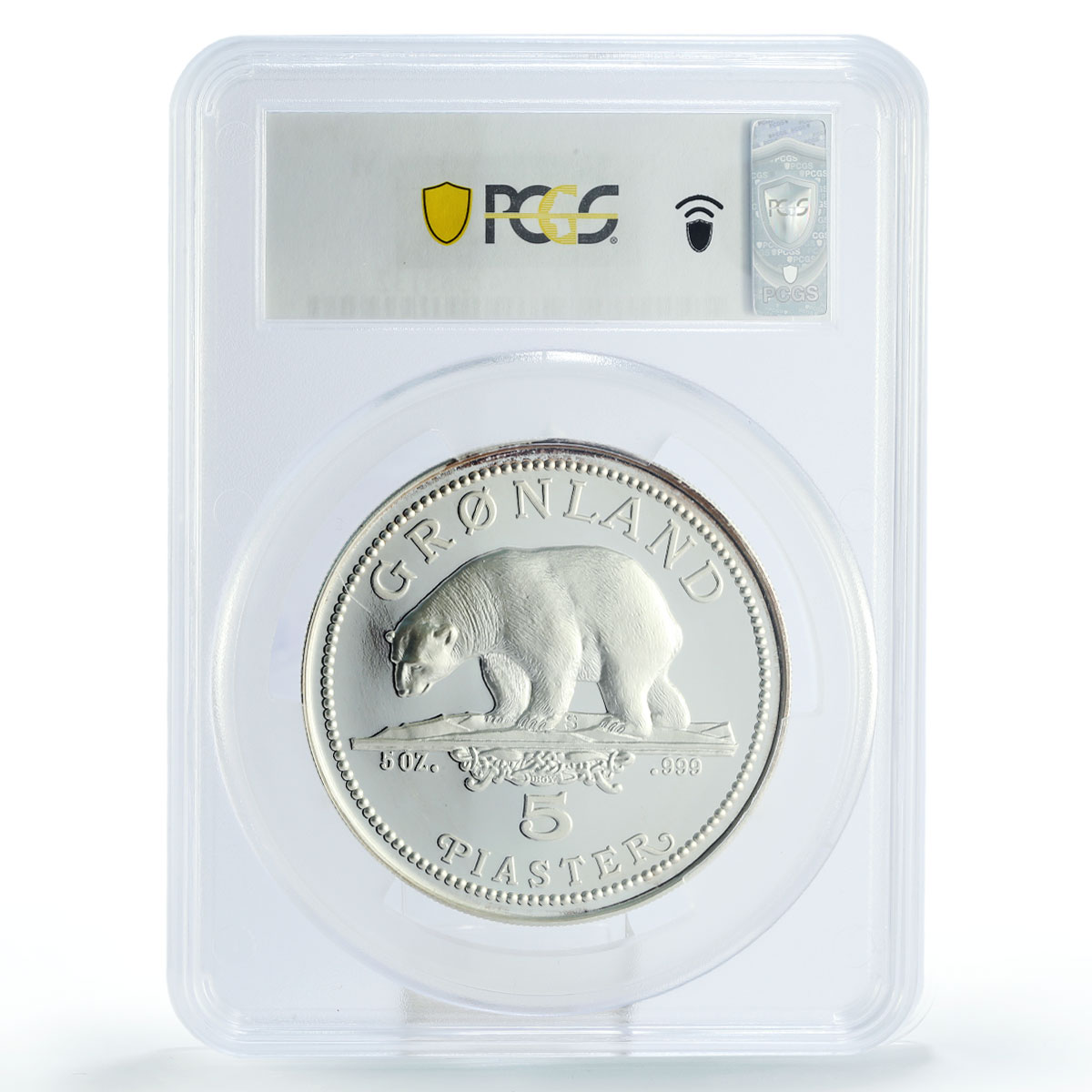 Denmark Greenland 5 piaster Conservation Polar Bear PR68 PCGS silver coin 1987