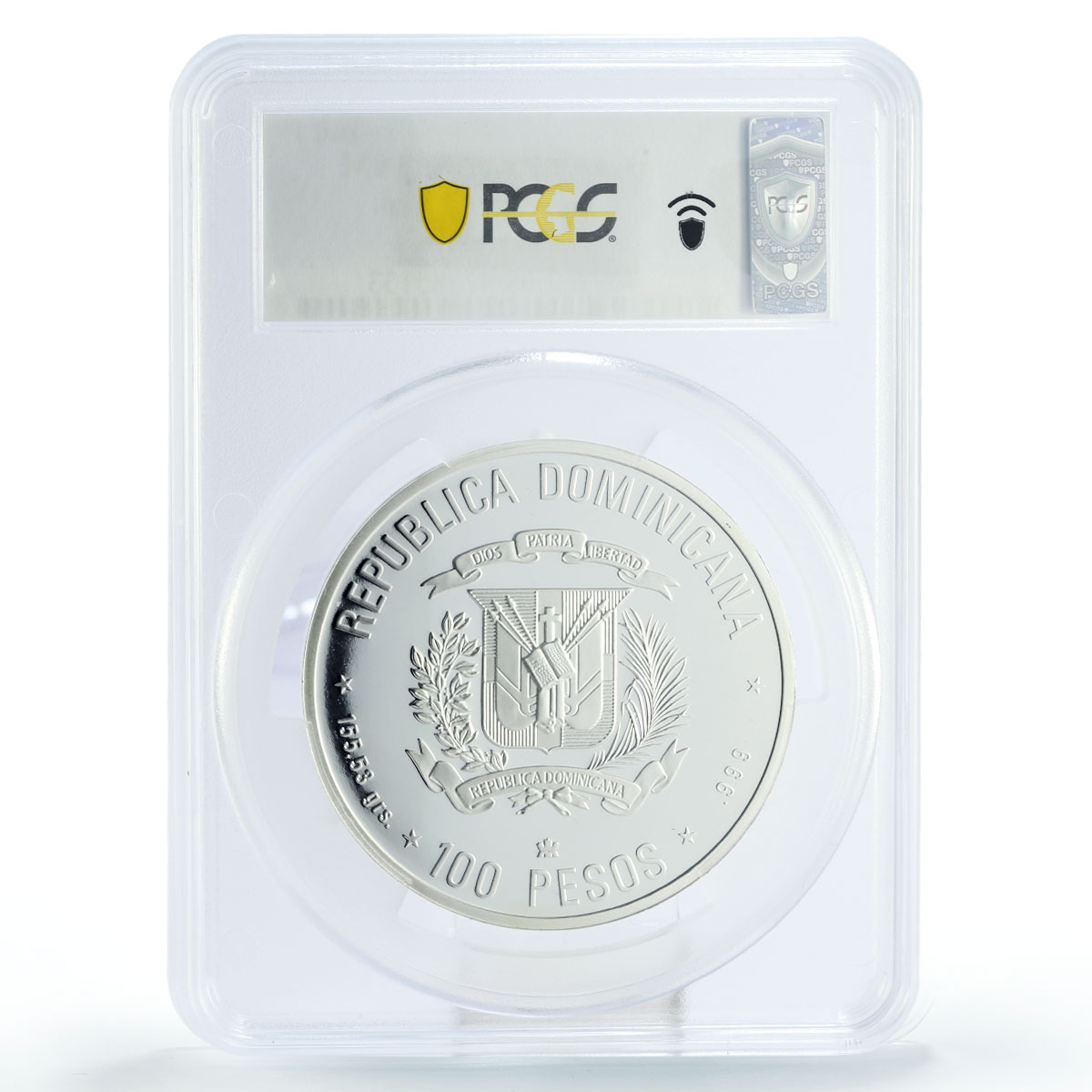 Dominican Republic 100 pesos Columbus Landing Ship PR68 PCGS silver coin 1989
