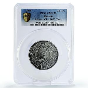 Ukraine 20 hryvnias 1075 Years Princess Olha Rule MS70 PCGS silver coin 2020