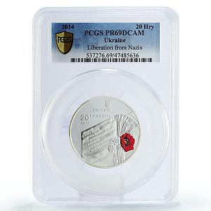 Ukraine 20 hryvnias 70 Years Liberation from Nazis PR69 PCGS silver coin 2014