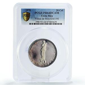 Costa Rica 20 colones Venus of Milo Statue Sculpture Art PR64 PCGS Ag coin 1970