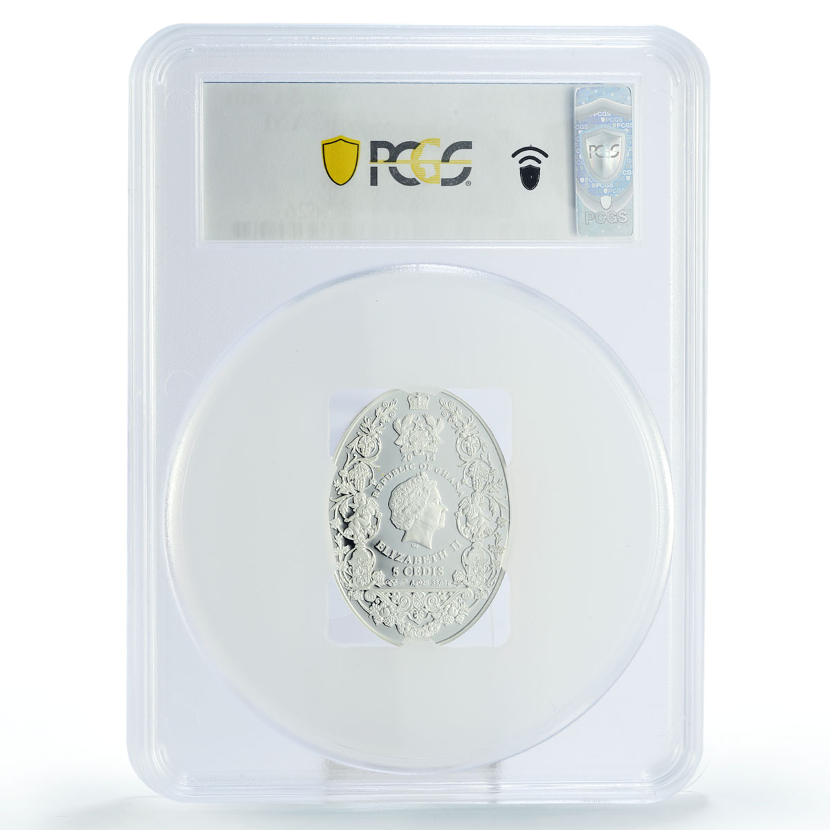 Ghana 5 cedis Renaissance Art Ornament Two Angels PR69 PCGS silver coin 2014