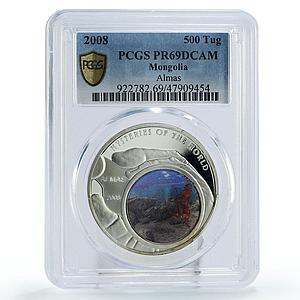 Mongolia 500 togrog Mysteries Almas Snowman PR69 PCGS hologram silver coin 2008