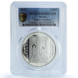 Russia 3 rubles Painter Andrei Rublev Icons Art PR69 PCGS silver coin 2007