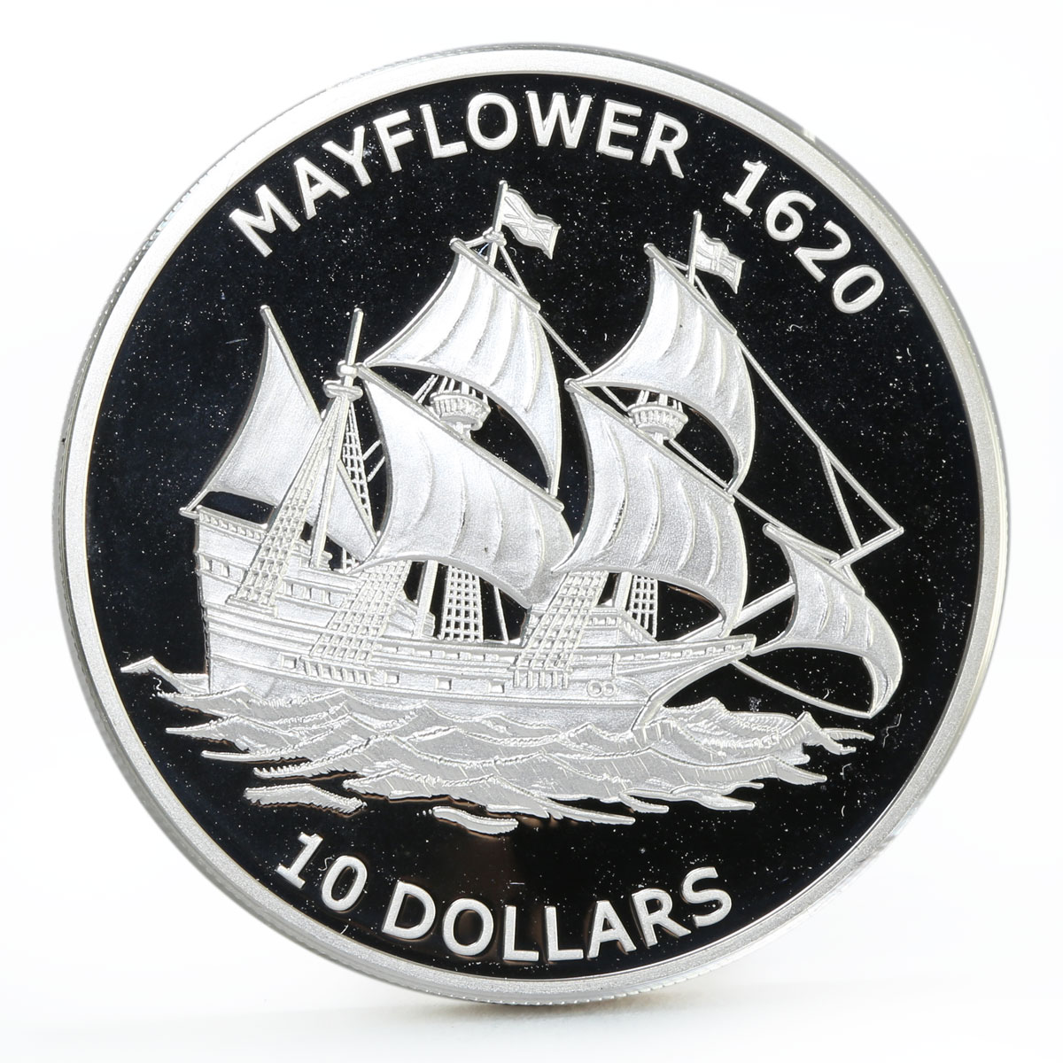 Kiribati 10 dollars History in Ships series Mayflower silver coin 2011